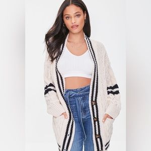 Forever 21 Knit striped varsity Cardigan